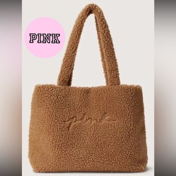 PINK Victoria's Secret Handbags - PINK Victoria's Secret Cozy Brown Teddy Tote